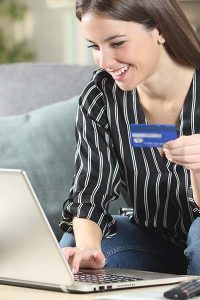Woman making a payment online