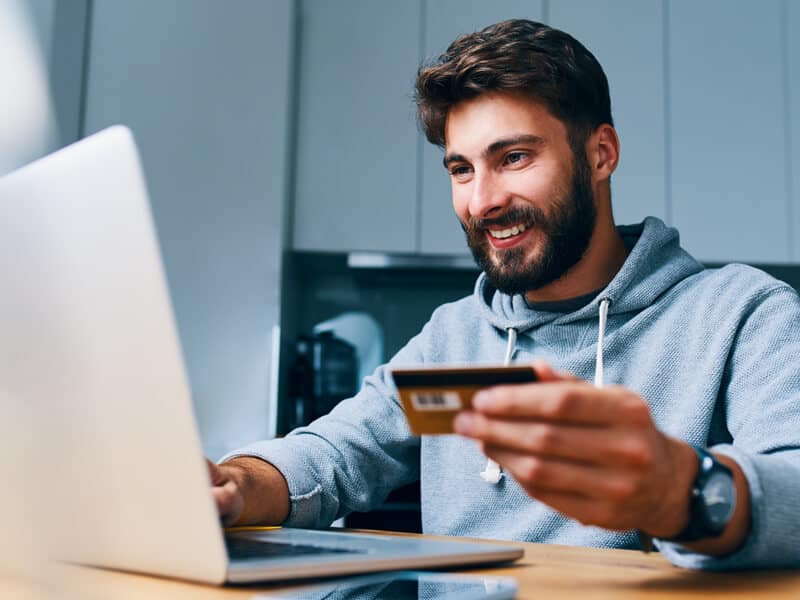 Man making a payment online